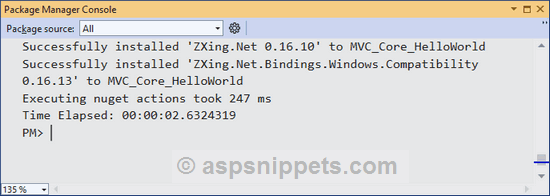 Install ZXing.Net.Bindings.Windows.Compatibility library using Nuget
