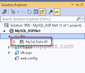 Download, install and reference MySQL Connector in ASP.Net