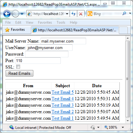 Read and fetch emails from pop3 server using c# and vb.net