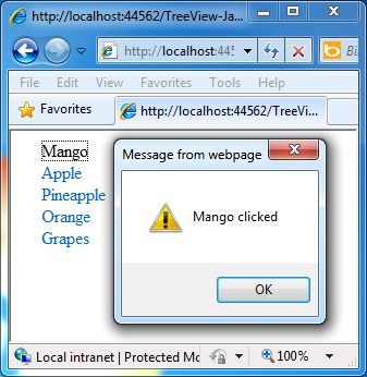 ASPNet TreeView Handle node onclick event client side using JavaScript