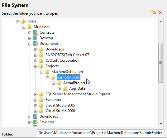 Selecting parent folder instead of Actual WebSite